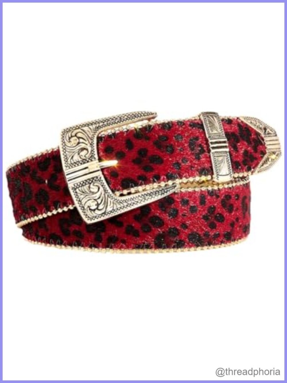 Leopard Print Western Belt Leather Gold Buckle Beaded Chain Jeans Dress